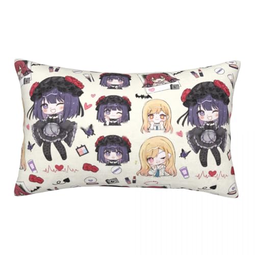 Zhongkaihua Anime-Kissenbezug, 60 x 40 cm, Kitagawa Marin/Inui Sajuna-Figur, 3D-Druck, Anime-Merch, Kissenbezug, Schlafzimmer, Sofa, Büro (ohne Kissen) von Zhongkaihua