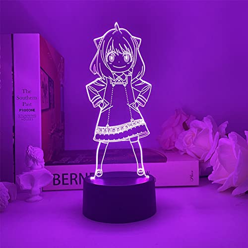 Zhongkaihua Anime LED Nachtlicht Anime 3D Illusion Nachtlicht Charakter Anya Forger/Anya Forger Lamp USB Powered 7 Colors LED Lights Touch Switch for Kids Gifts von Zhongkaihua