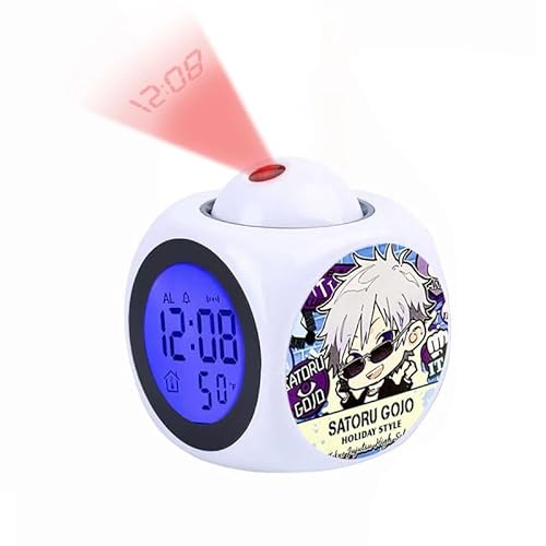 Zhongkaihua Anime Merch Projektion Wecker mit LED-Bildschirm, 12/24H Display, Uhr mit Temperatur, Schlafzimmer Uhr Zimmer deko projektionsuhr von Zhongkaihua