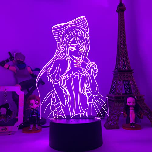 Zhongkaihua Anime Nachtlicht Overlord LED Nachtlicht Ainz Ooal Gown/Albedo LED Lampe Anime Illusion Licht Dekor Geschenke für Fans von Zhongkaihua