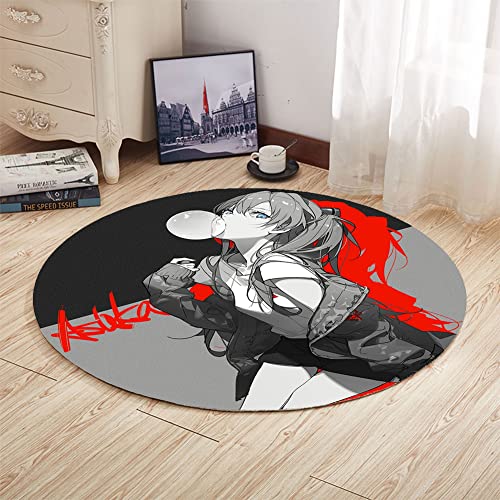 Zhongkaihua Anime Teppich Anime Runder Teppich Ayanami Rei/Asuka Langley Soryu Figur Bedruckte Bodenmatte rutschfest für Wohnkultur von Zhongkaihua