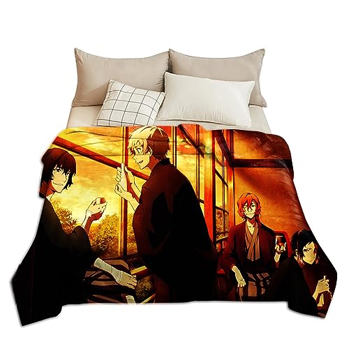 Zhongkaihua Bungo Stray Dogs Decke – Cartoon Anime Kunikida Doppo Druck Weiche Flauschige Flanell Mittagspause Decke Ideal Anime Ganzjahresausruhe Bettwäsche Decke Geburtstagsgeschenk von Zhongkaihua