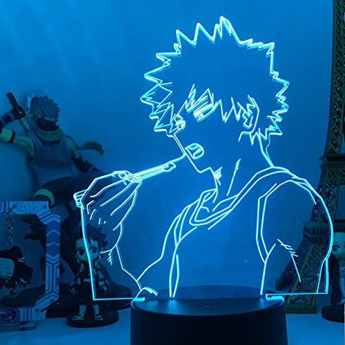 Zhongkaihua Cartoon Nachtlampe 3D optische Illusion My Hero Academia Shoto Todoroki LED-Lampe für Kinderzimmer Dekoration Anime Deku Acryl Neon Lampe 3D niedlich 16 Farben mit Fernbedienung von Zhongkaihua