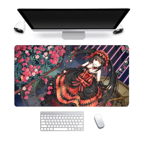 Zhongkaihua Date A Live Anime Gaming-Mauspad, Tokisaki Kurumi Yatogami Toka 400 x 700 mm erweitertes großes rutschfestes Gummi-Mauspad, Schreibtischunterlage für Büro, Schreibtisch, Büro von Zhongkaihua