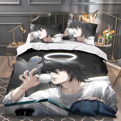 Zhongkaihua Death Note Bedding 3-teiliges Set Death Note Single Double King Size 3D Print Bettwäsche Bettbezug Kissenbezug Bett Set Home Dekorative Geschenke von Zhongkaihua
