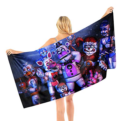 Zhongkaihua FNAF Mehrzweck-Badetücher, Cartoon-Tiere, Handtuch, Polyester, Baumwolle, Handtuch, super weich, leicht zu trocknen, für Hotel, Spa, Badezimmer, Fitnessstudio, Familie von Zhongkaihua