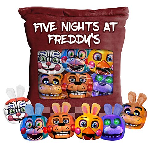 Zhongkaihua Five Nights Game Kissen FNAF Snack Kissen mit 6 Plüsch-Spielzeugen FNAF Puppen 50 x 36 cm Weiches Kissen für Kinder Jungen Mädchen Geschenk von Zhongkaihua