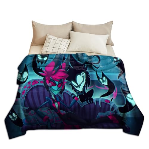 Zhongkaihua Hazbin Charlie Morningstar Decke mit Hotelmotiven, Anime-Druck, weiche, flauschige Flanelldecke, Ruhedecke, Bettwäsche, Decke, Weihnachten, warmes Geschenk für Zuhause von Zhongkaihua