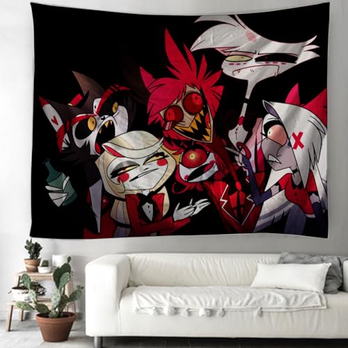 Zhongkaihua Hazbin Hotel Merch Tapisserie Anime Hazbin Hotel Poster Decke Wandbehang Hintergrund Kunst Wandteppiche Home Schlafzimmer Wohnheim Dekoration von Zhongkaihua