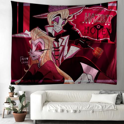 Zhongkaihua Hazbin Hotel Merch Tapisserie Anime Hazbin Hotel Poster Decke Wandbehang Hintergrund Kunst Wandteppiche Home Schlafzimmer Wohnheim Dekoration von Zhongkaihua