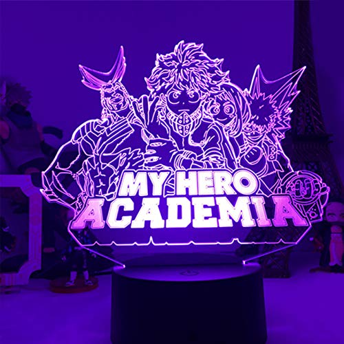 Zhongkaihua My Hero Academia Anime Lampe 3D Nachtlichter Boku no Hero Academia Visuelle Nachtlicht Tischlampe für Kinder Kinderzimmer Dekor Farbwechsel Schreibtischlampe Urlaub Geburtstag Geschenke von Zhongkaihua