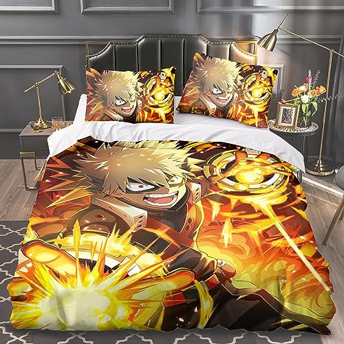 Zhongkaihua My Hero Academia Bettwäsche-Set, 3-teilig, Anime-Charaktere, 3D-Druck, für Doppelbett, Einzelbett, King-Size-Bett, Kissenbezug, Heimdekorativ von Zhongkaihua
