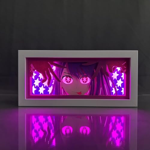 Zhongkaihua Oshi no Ko Merch Anime 3D Nachtlicht Lampe Kunst Papier Schnitzen Tischlampe Box Rahmen Hoshino Ai Figur Papercut Lampe Zimmer Schreibtisch Dekorationen von Zhongkaihua