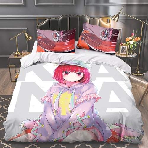 Zhongkaihua Oshi no Ko Merch Bettwäsche 3-teiliges Set 3D-Druck Bettwäsche Doppel Einzel King Size Bettbezug Kissenbezug Home Dekorative Geschenke Weihnachten Bettwäsche von Zhongkaihua