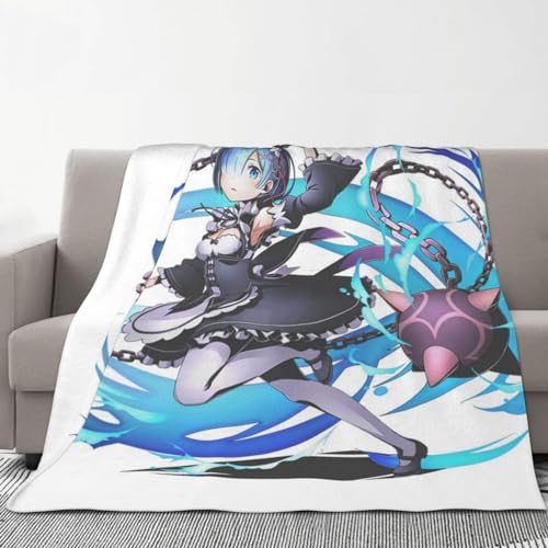 Zhongkaihua Re Zero Blanket Emilia Rem Ram Thema Print Weiche Flauschige Flanell Mittagessen Schlafdecke Ideal Herbst Winter Rest Bettwäsche Decke Weihnachten Geburtstag Geschenk von Zhongkaihua