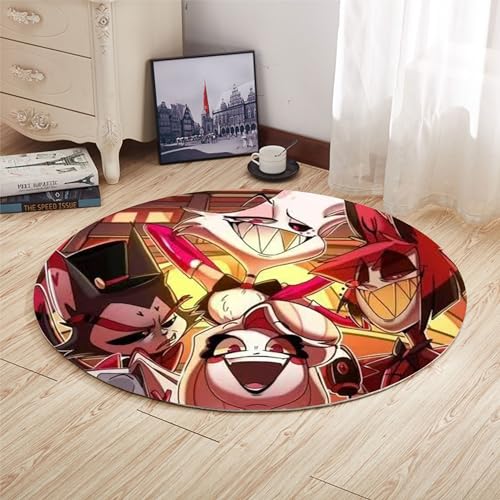 Zhongkaihua Runder Anime-Teppich Alastor/Angel Dust Hazbin Hotel Merch Runder Teppich Rutschmatte Teppich 3D-Druck Teppiche Wohnzimmer Schlafzimmer Dekorationen von Zhongkaihua