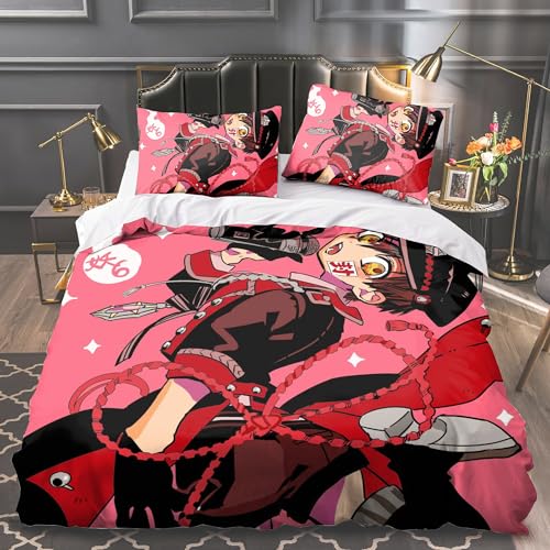 Zhongkaihua Toilettengebundenes Hanako-kun Merch Bettwäsche-Set, 3-teilig, für Einzel-, Doppel-, King-Size-Größe, dekorative Bettdecke und Kissenbezug, Bettwäscheset von Zhongkaihua