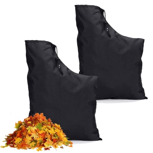 ZhouWei 2 Stück Laubsauger Fangsack, Verstellbarer Ersatz Auffangsack Laubsauger Sack Universal Großes Fassungsvermögen Laubbläser Ersatzbeutel mit Reißverschluss, für Garten Rasen (Schwarz) von ZhouWei