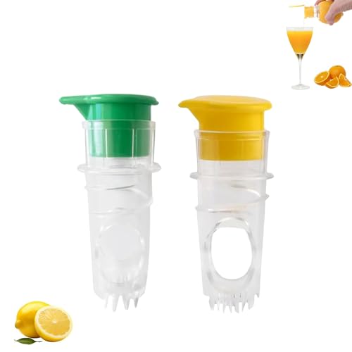 ZhouWei 2 Stück Manuelle Zitronenpresse, Saftpresse mit Düse, Wiederverwendbar Manuelle Zitronenpresse, Langlebig und Korrosionsbeständig, Geeignet für Zitrone, Mandarine und Orange, Gelb und Grün von ZhouWei