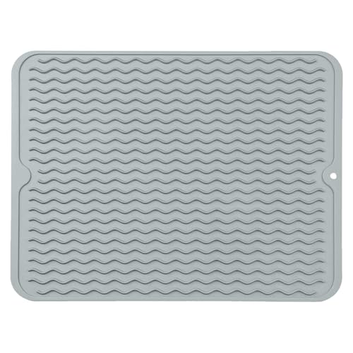 ZhouWei Abtropfmatte Geschirr 40x30cm, Hitzebeständige Rutschfeste Abtropfmatte aus Silikon Geschirrtrocknungsmatte Abtropfunterlage Dish Drying Mat Tischset, für Küchentheke Geschirr (Hellgrau) von ZhouWei