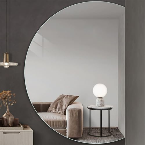 Zhoudong 100×70cm Intelligent Touchschalter Wandspiegel Beleuchtet, Antibeschlag Hinterleuchteten Dimmbar, Halbrunder Badspiegel mit 3 Lichtfarbe(Right Cut,39inch) von Zhoudong