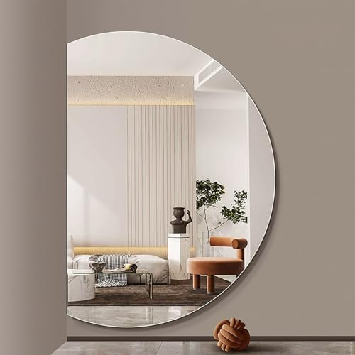 Zhoudong 120cm Halbrunde Groß Wandspiegel Rahmenloser, Antibeschlag mit Touchschalter, 3 Lichtfarbe Einstellbare LED Spiegel, Intelligent Badezimmerspiegel(Left Cut,110 * 70cm) von Zhoudong