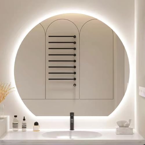 Zhoudong Modern Intelligent LED Spiegel mit Hinterleuchteten, Halbkreis 3 Lichtfarbe Badspiegel mit Licht Einstellbar, Antibeschlag Touch-Schalter Dekospiegel(Under Cut,28inch/70cm) von Zhoudong