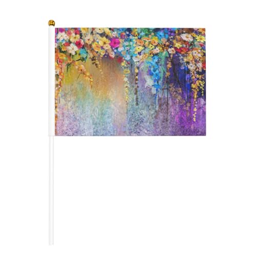 Abstrakte violette weinende Blume, doppelseitige winkende Flaggen und Mini-Stick-Flaggen, geeignet für Party-Dekoration und Teamaktivitäten von Zhuanyun