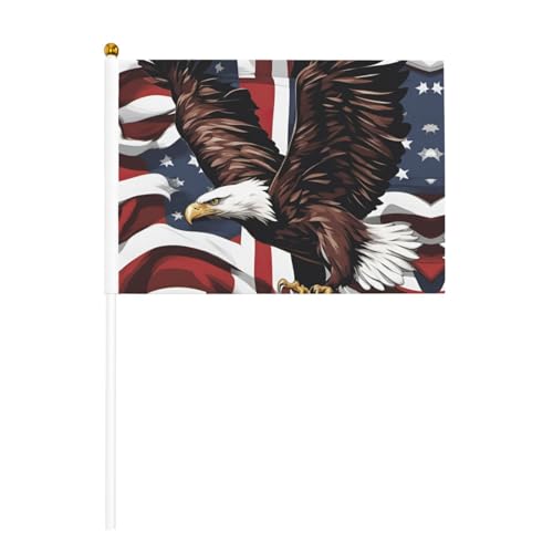 Adler mit USA-Flagge, doppelseitige winkende Flaggen und Mini-Stick-Flaggen, geeignet für Party-Dekoration und Teamaktivitäten von Zhuanyun