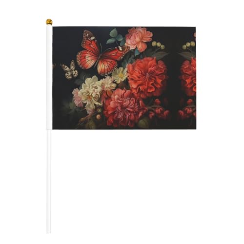 Blumen- und Schmetterlingsflaggen, doppelseitige winkende Flaggen und Mini-Stick-Flaggen, geeignet für Party-Dekoration und Teamaktivitäten von Zhuanyun
