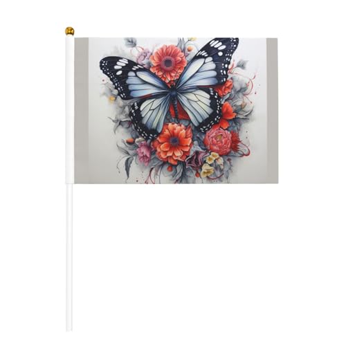 Blumen- und Schmetterlingsflaggen, doppelseitige winkende Flaggen und Mini-Stick-Flaggen, geeignet für Party-Dekoration und Teamaktivitäten von Zhuanyun