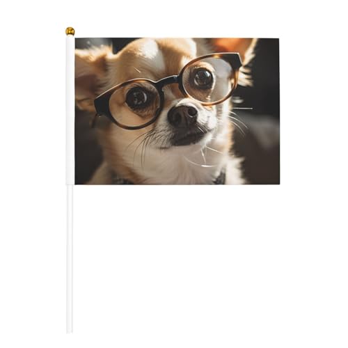 Chihuahua-Hundebrille, doppelseitige winkende Flaggen und Mini-Stick-Flaggen, geeignet für Party-Dekoration und Teamaktivitäten von Zhuanyun