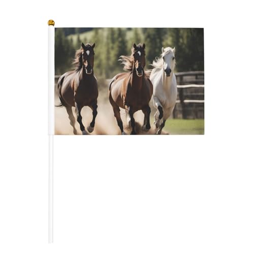 Drei laufende Pferde doppelseitige winkende Flaggen und Mini-Stick-Flaggen, geeignet für Party-Dekoration und Teamaktivitäten von Zhuanyun