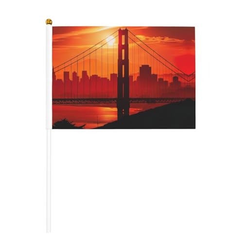 Golden Gate Bridge doppelseitige winkende Flaggen und Mini-Stick-Flaggen, geeignet für Party-Dekoration und Teamaktivitäten von Zhuanyun