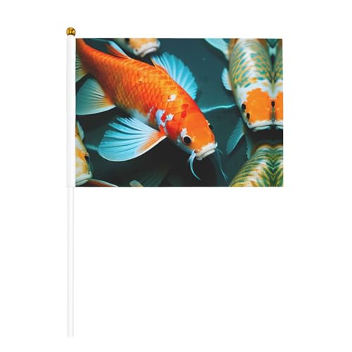 HD Koi Fish doppelseitige winkende Flaggen und Mini-Stick-Flaggen, geeignet für Party-Dekoration und Teamaktivitäten von Zhuanyun