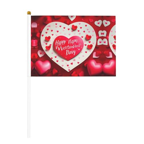 Happy Valentine's Day doppelseitige winkende Flaggen und Mini-Stick-Flaggen, geeignet für Party-Dekoration und Teamaktivitäten von Zhuanyun