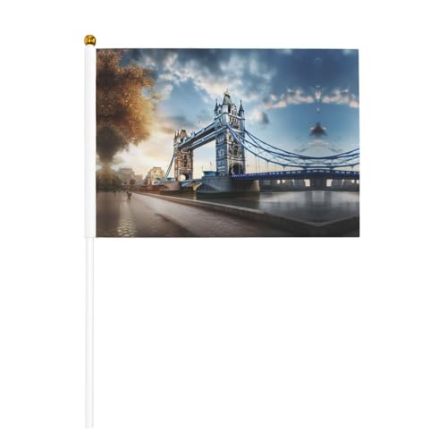 Historische Old Tower Bridge London doppelseitige winkende Flaggen und Mini-Stick-Flaggen, geeignet für Party-Dekoration und Teamaktivitäten von Zhuanyun
