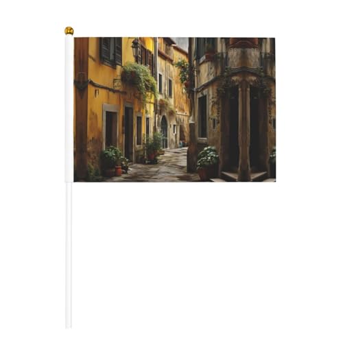 Italienische Old Street doppelseitige winkende Flaggen und Mini-Stick-Flaggen, geeignet für Party-Dekoration und Teamaktivitäten von Zhuanyun