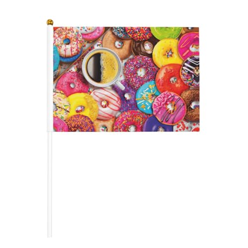Kaffee und Donuts doppelseitige winkende Flaggen und Mini-Stick-Flaggen, geeignet für Party-Dekoration und Teamaktivitäten von Zhuanyun