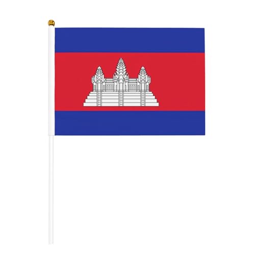 Kambodscha-Flagge, doppelseitige winkende Flaggen und Mini-Stick-Flaggen, geeignet für Party-Dekoration und Teamaktivitäten von Zhuanyun