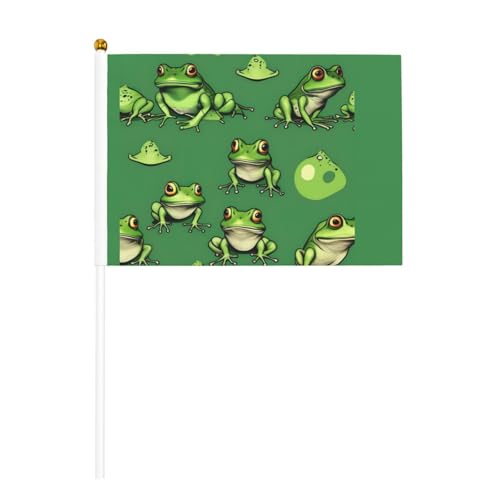 Lustige grüne Frösche doppelseitige winkende Flaggen und Mini-Stick-Flaggen, geeignet für Party-Dekoration und Teamaktivitäten von Zhuanyun