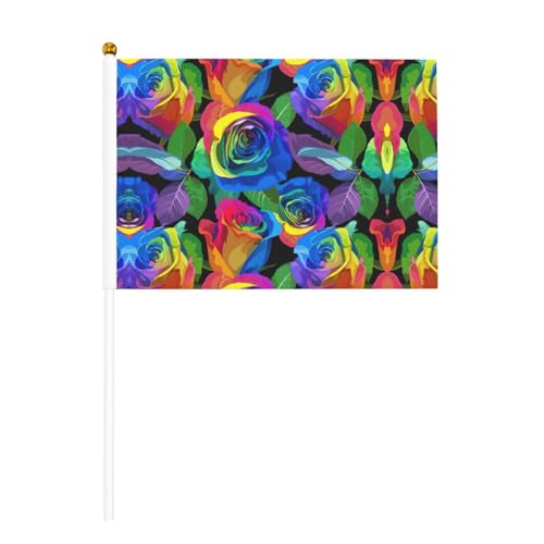 Mehrfarbige Rosen doppelseitige winkende Flaggen und Mini-Stick-Flaggen, geeignet für Party-Dekoration und Teamaktivitäten von Zhuanyun