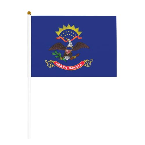 North Dakota State Flag doppelseitige winkende Flaggen und Mini-Stick-Flaggen, geeignet für Party-Dekoration und Teamaktivitäten von Zhuanyun