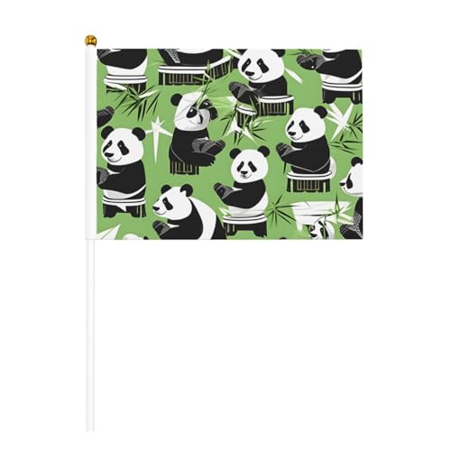 Panda Bambus doppelseitige winkende Flaggen und Mini-Stick-Flaggen, geeignet für Party-Dekoration und Teamaktivitäten von Zhuanyun