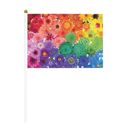 Regenbogen-Blumen, doppelseitige winkende Flaggen und Mini-Stick-Flaggen, geeignet für Party-Dekoration und Teamaktivitäten von Zhuanyun