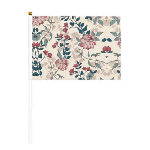 Rote Blumen und Blätter, doppelseitige winkende Flaggen und Mini-Stick-Flaggen, geeignet für Party-Dekoration und Teamaktivitäten von Zhuanyun