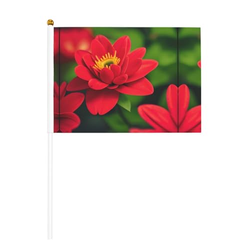 Rote schöne Blumen doppelseitige winkende Flaggen und Mini-Stick-Flaggen, geeignet für Party-Dekoration und Teamaktivitäten von Zhuanyun