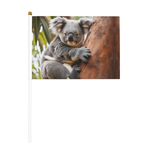 Umarmender Baum Koala 1 doppelseitige winkende Flaggen und Mini-Stick-Flaggen, geeignet für Party-Dekoration und Teamaktivitäten von Zhuanyun