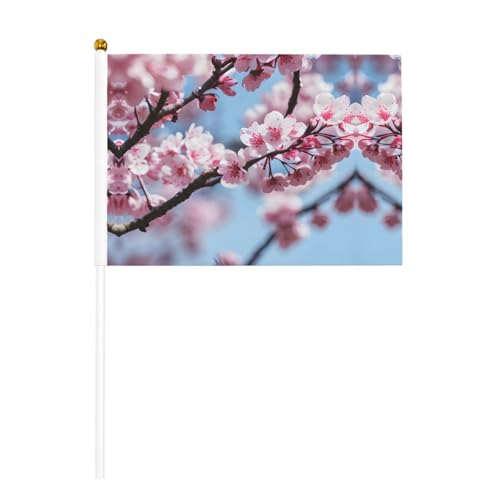 Verlockende Kirschblüten doppelseitige winkende Flaggen und Mini-Stick-Flaggen, geeignet für Party-Dekoration und Teamaktivitäten von Zhuanyun