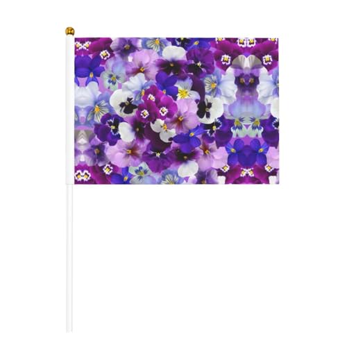 Violette Blumen, doppelseitige winkende Flaggen und Mini-Stick-Flaggen, geeignet für Party-Dekoration und Teamaktivitäten von Zhuanyun
